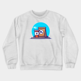 Coffee Cup And Coffee Pack Cartoon Vector Icon Illustration Crewneck Sweatshirt